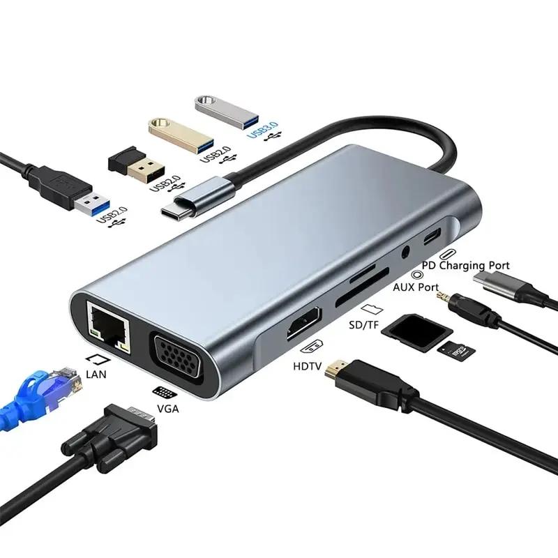 Ƽ Ʈ Ʈ ŷ ̼, 11-in-1 CŸ USB 3.0 , CŸ to 4K HDMI VGA PD RJ45, 100M ⰡƮ NIC 
